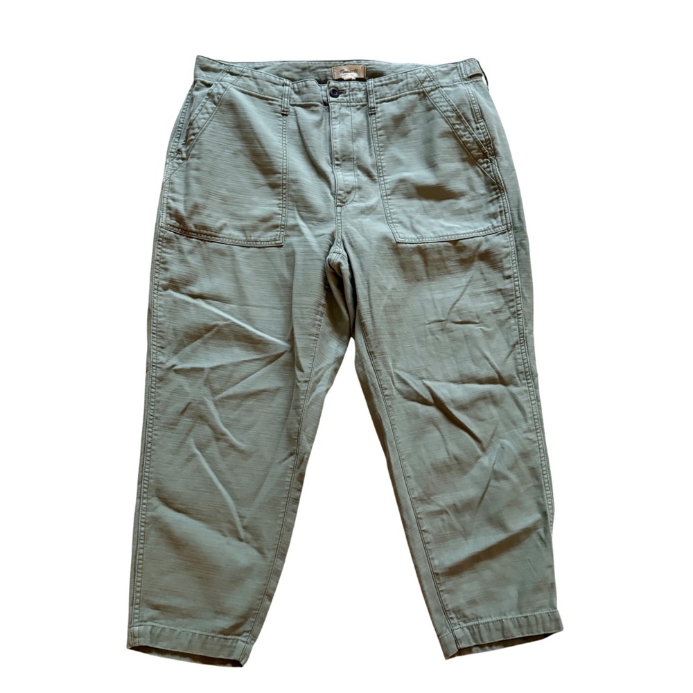 Madwell Womens Olive Green Cotton Slub Fatigue Pants Military Cargo Trousers 33